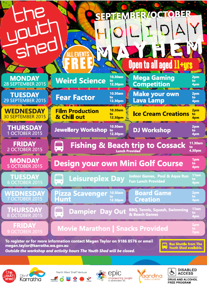 The Youth Shed holiday program City of Karratha